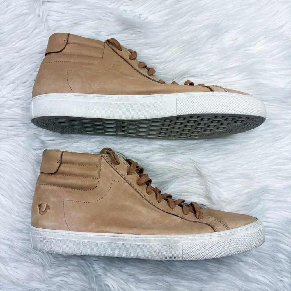 True Religion Hex V1 High Top Leather Sneakers Shoes Tan Brown Mens Size 13